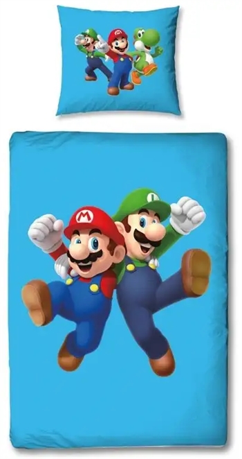 Super Mario sengetøj - 140x200 cm - Vendbar dynebetræk  - 100% bomulds sengesæt